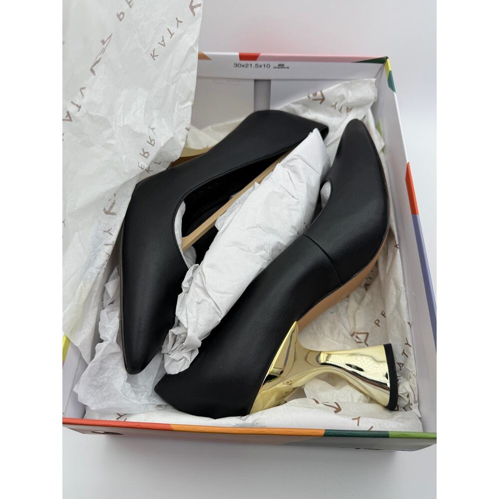Katy Perry Laterr Pumps Black Gold Mirror Heels Size 9 Pointed Toe Original Box - Picture 11 of 11